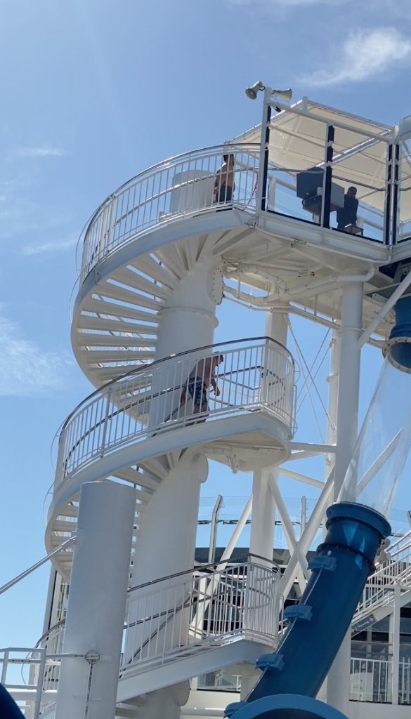 The exhilarating Ocean Loops water slide aboard Norwegian Joy, highlighting the adventurous water activities available on the cruise.