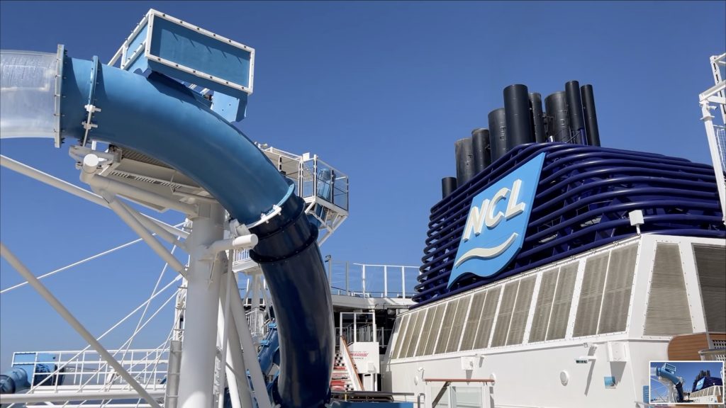 Another view of the Ocean loops water slide on Norwegian Joy.
