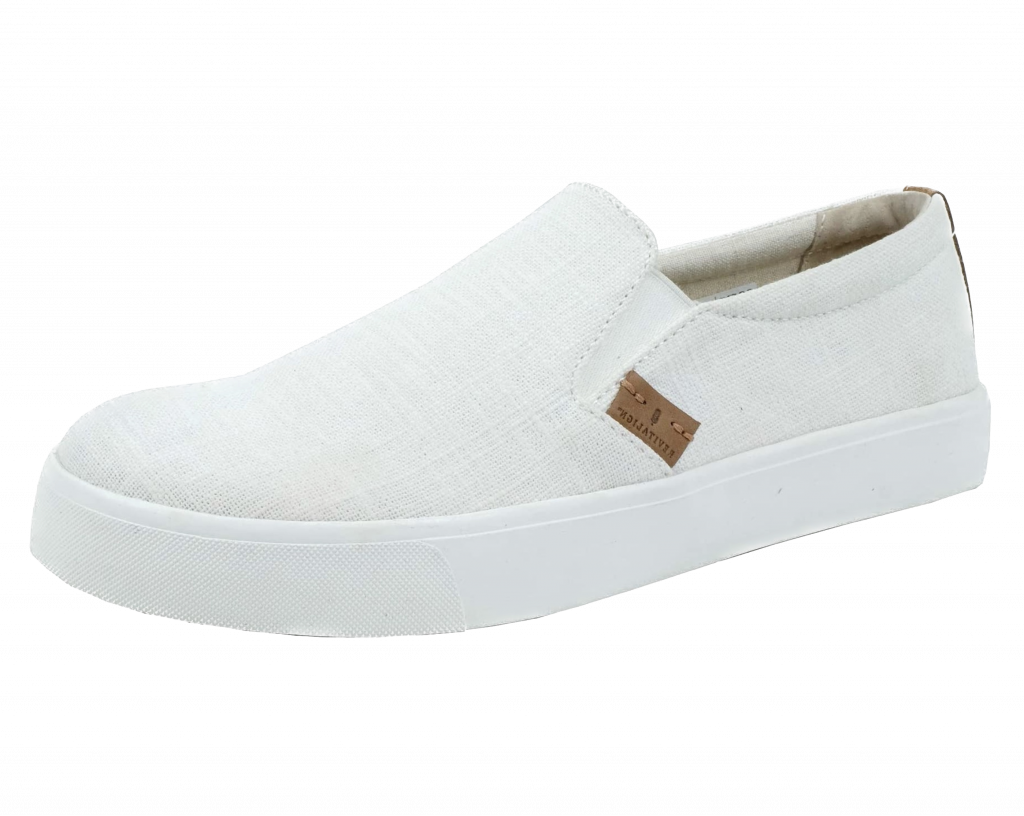 White canvas slip-on shoes