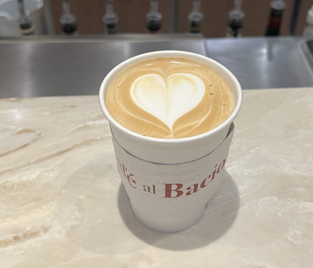 Café al Bacio cup of to-go coffee