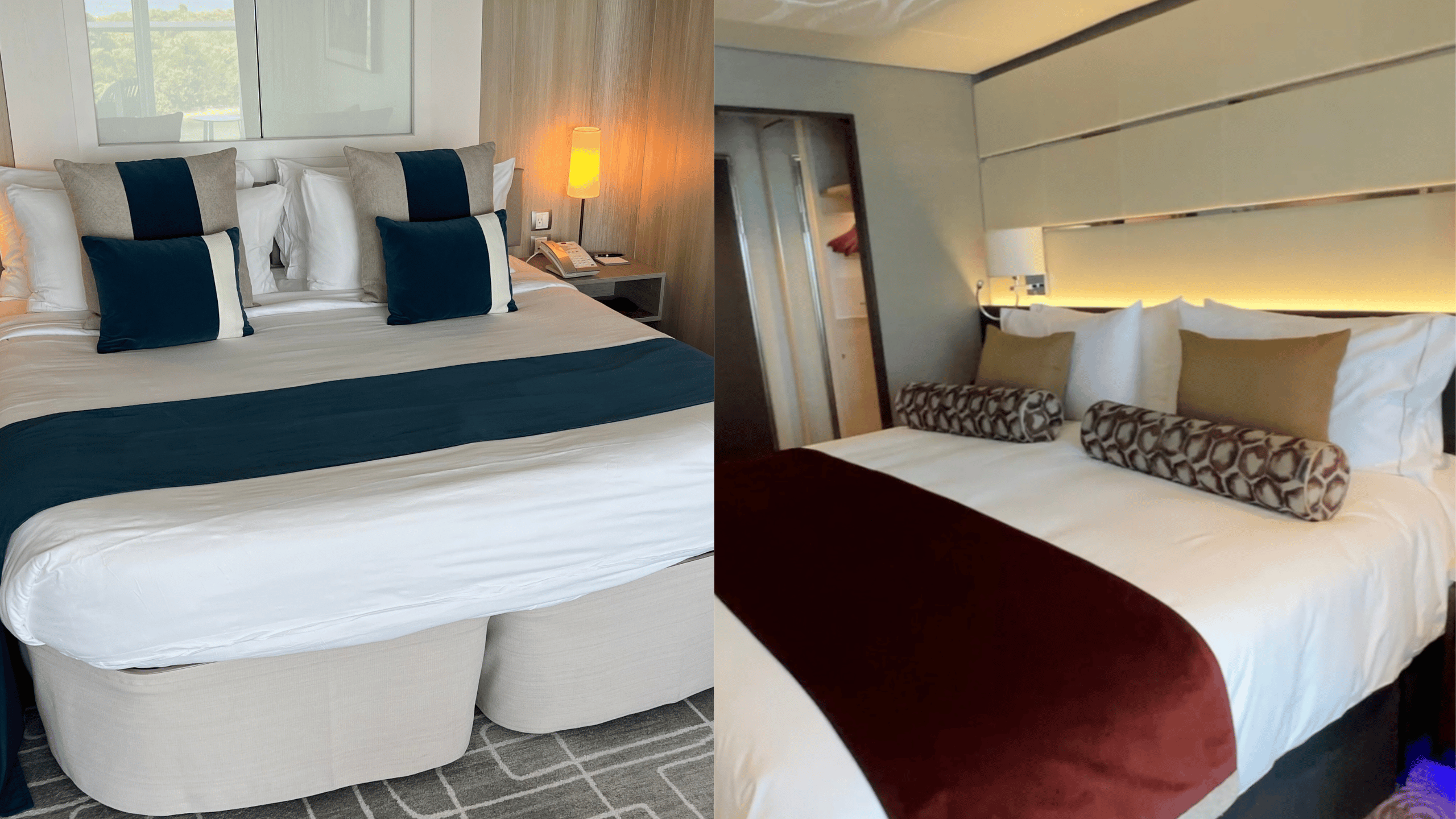 Celebrity vs Norwegian - photos of entry-level sute of both cruise lines
