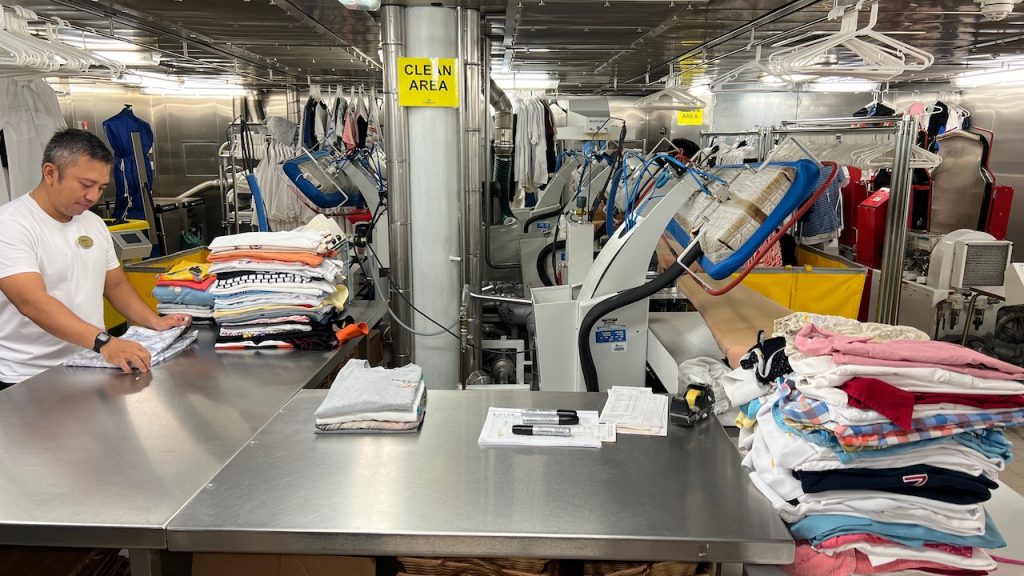 Passenger laundry being folded