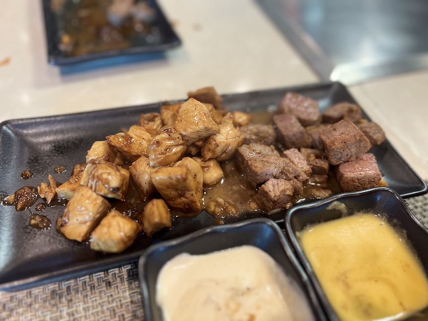 Teppanyaki steak and chicken
