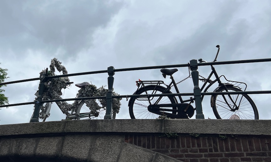 Bicycles above bridge