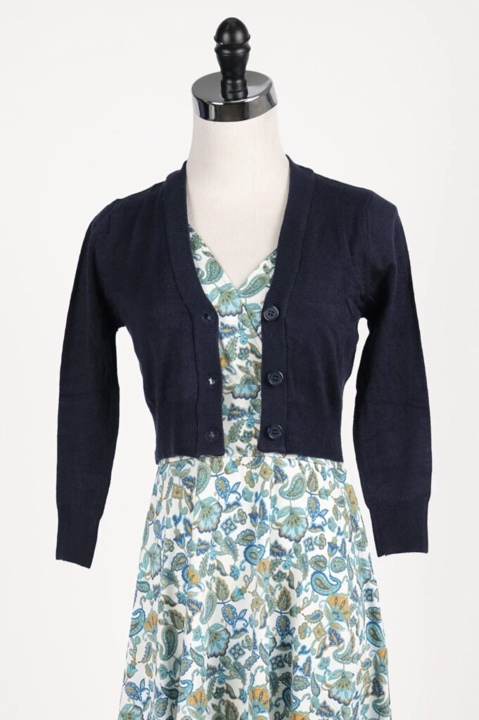 Navy Cropped Cardigan