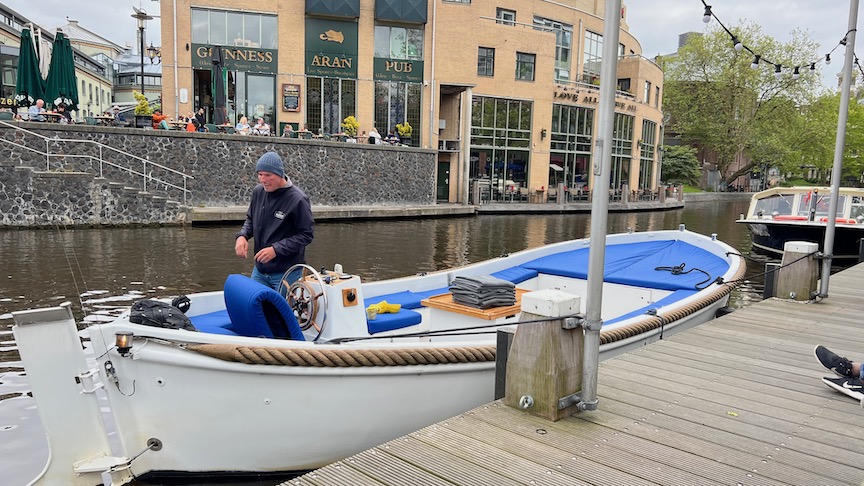 Taking a small boat tour in Amsterdam
