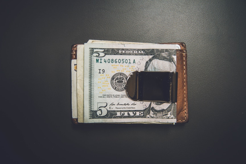 wallet with money clip and cash