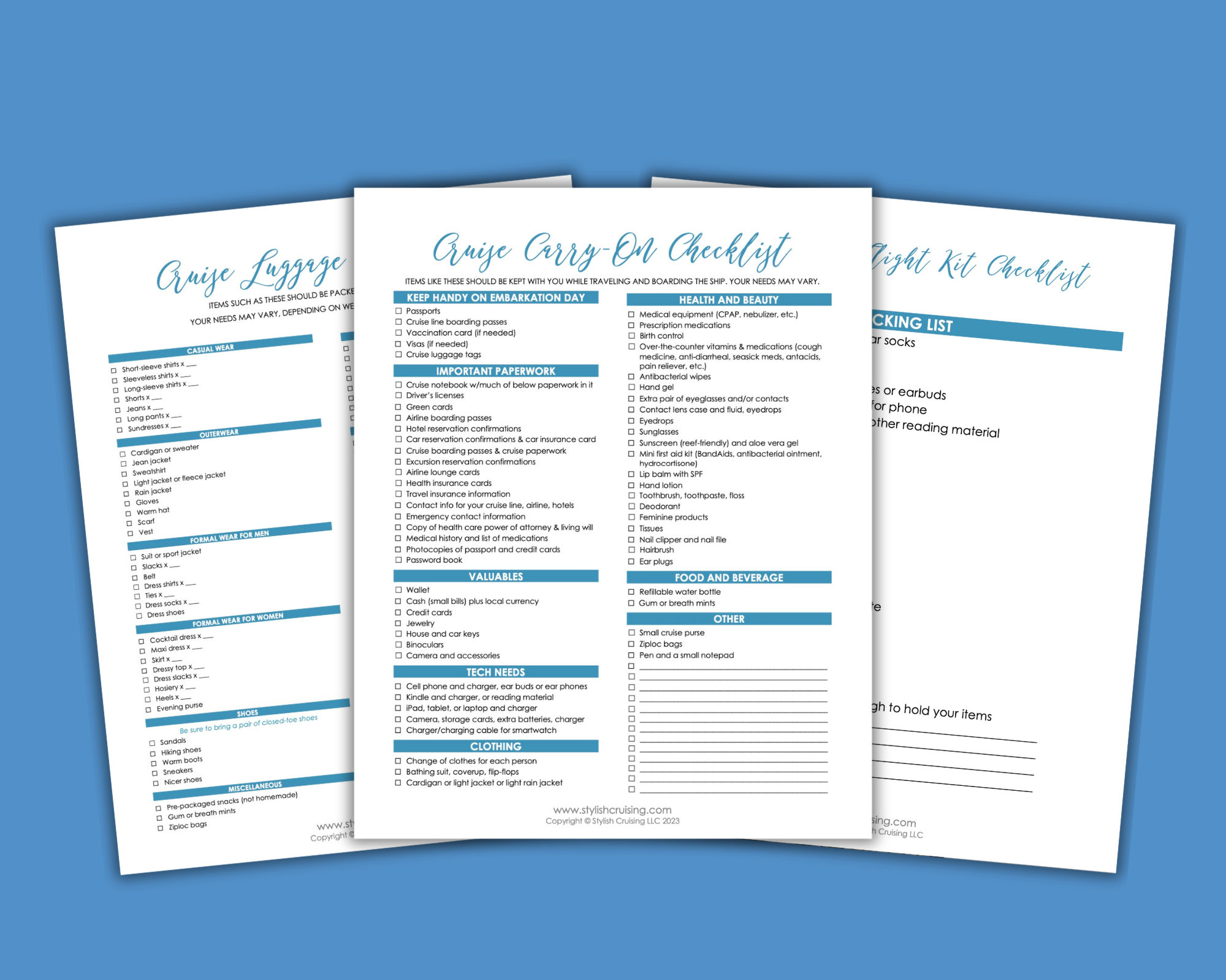 Plan Your Packing pages