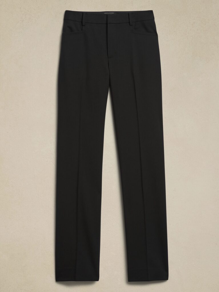 Straight leg wool pant black