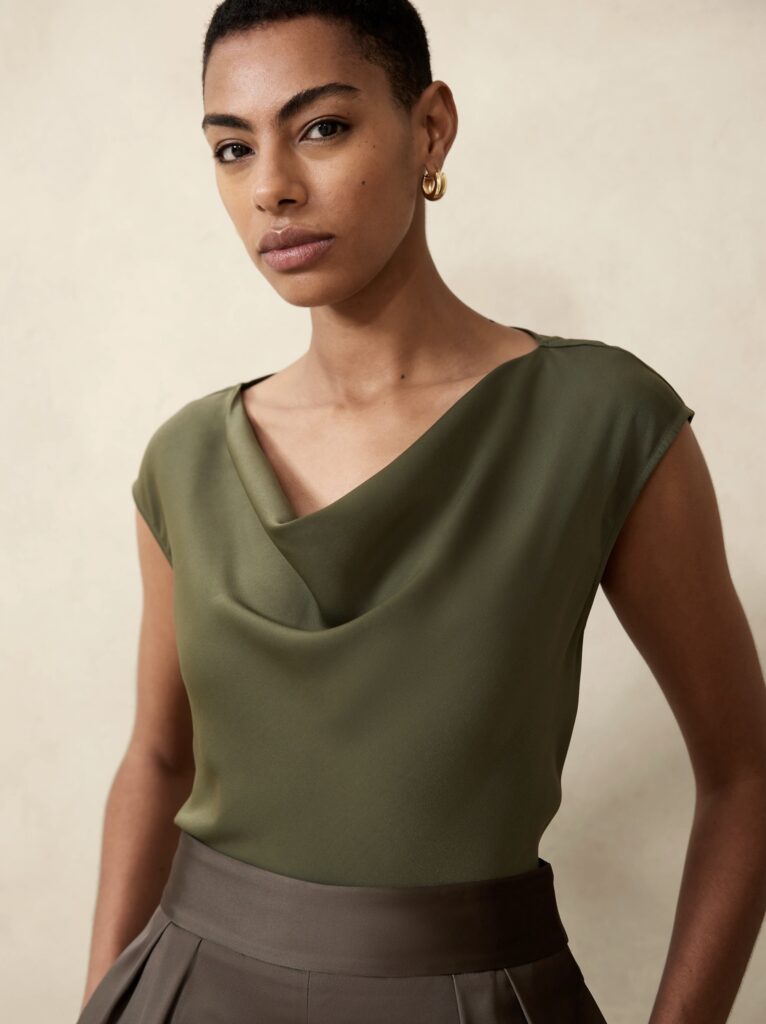 Olive cowl neck blouse