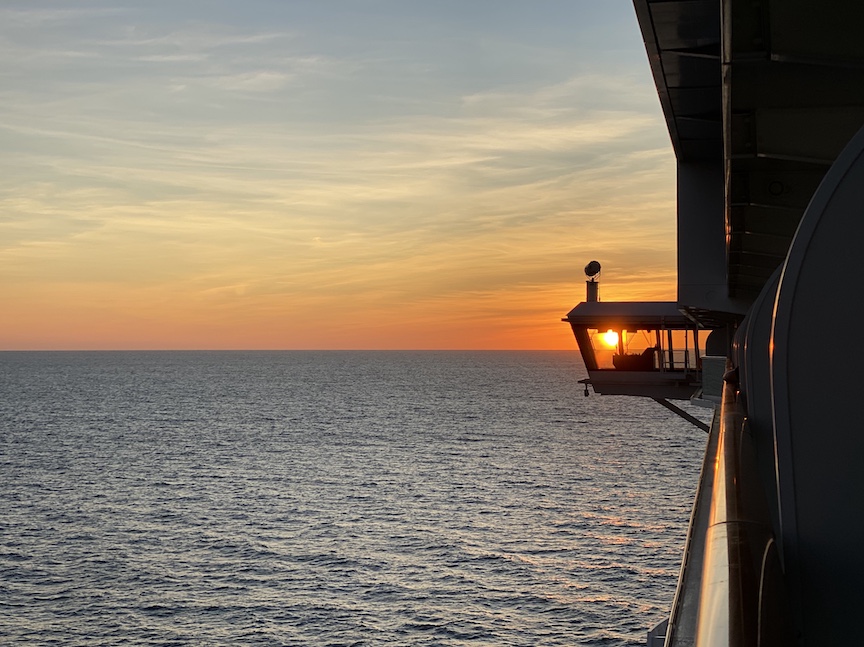 Sunset seen through the bridge