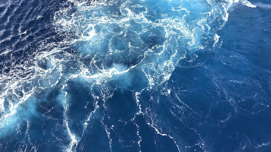 Water next to the ship