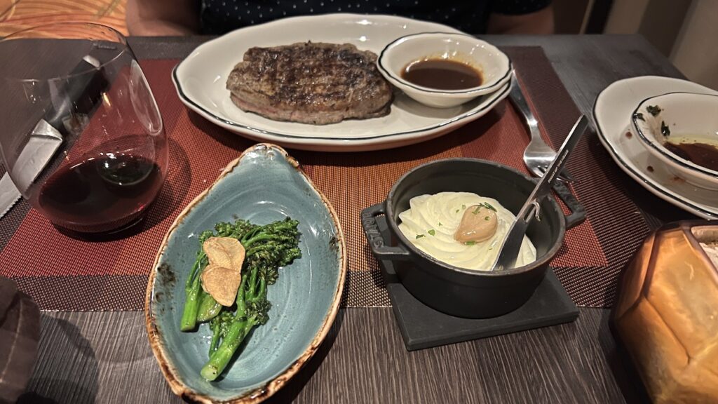 Tuscan Grille ribeye broccolini and mashed