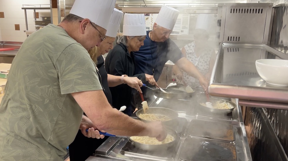 Adding the pasta