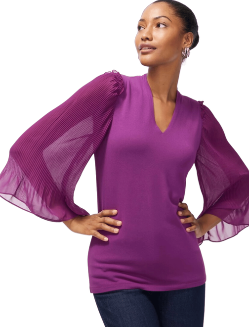 Chicos berry chiffon sleeve tee