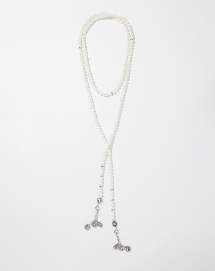 Chicos faux pearl lariat necklace