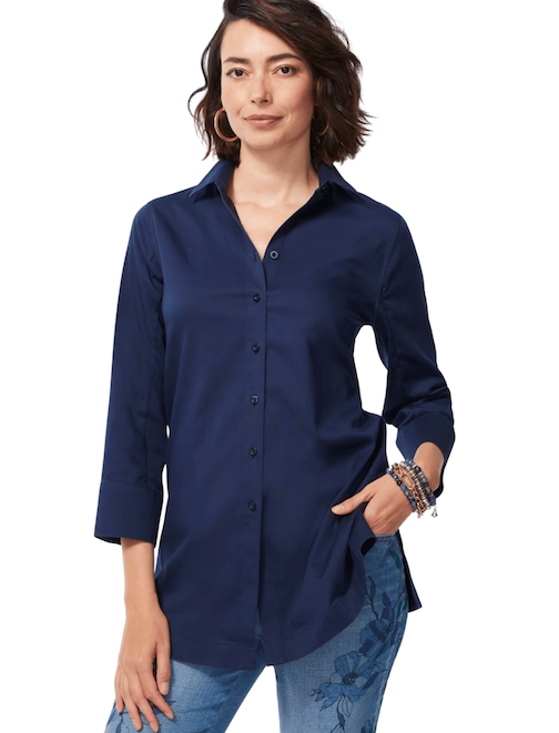 Chicos navy 34 sleeve tunic blouse