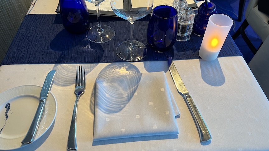 Millennium Blu table setting
