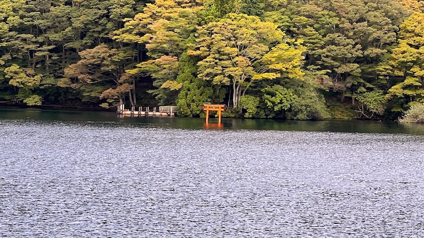 Torii gate in water at Hakone Shrine