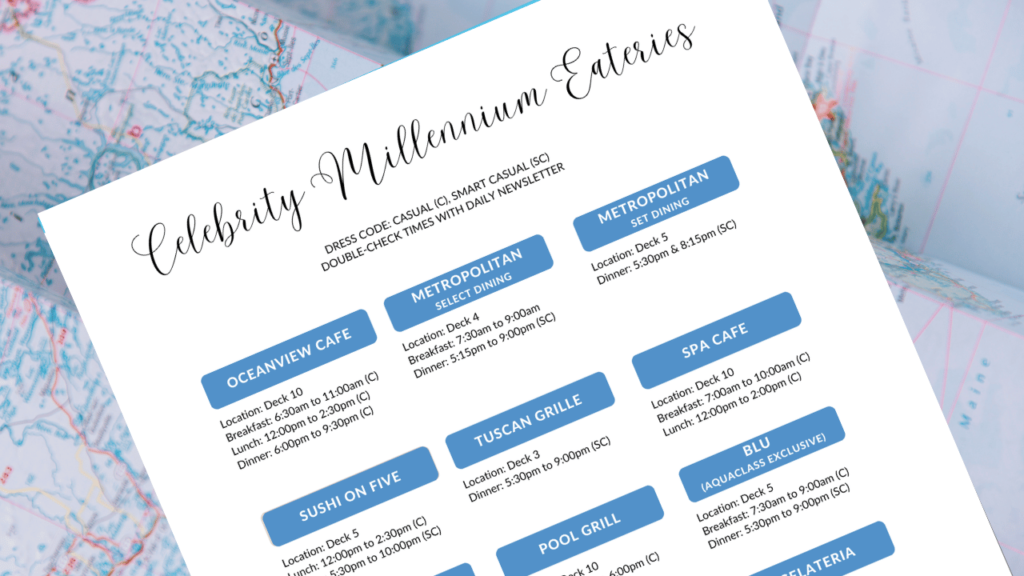 Celebrity Millennium Restaurant Guide updated image