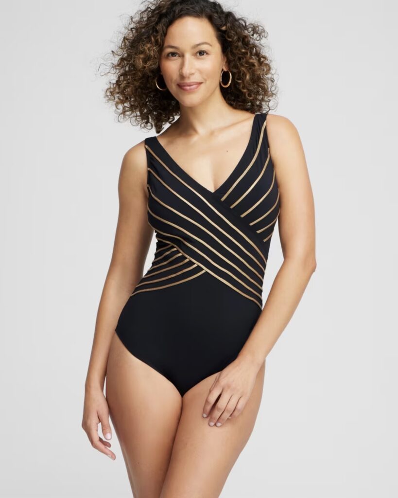 Chicos black and gold swimsuit