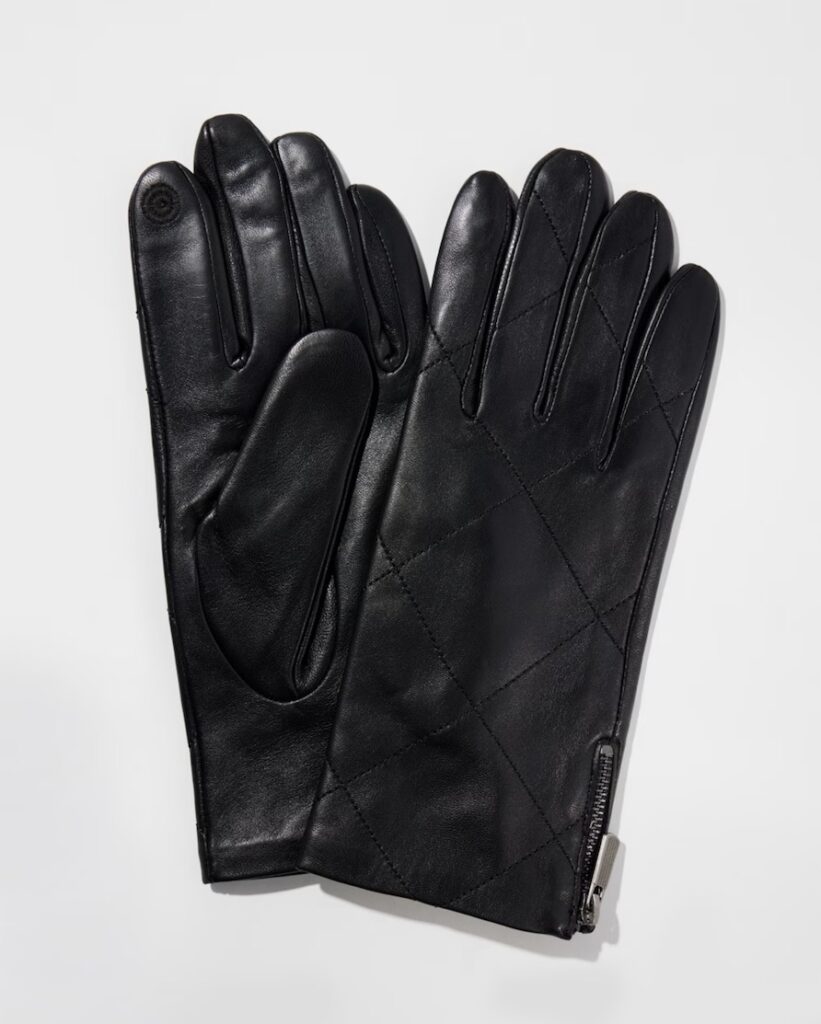 Chicos leather quilted gloves