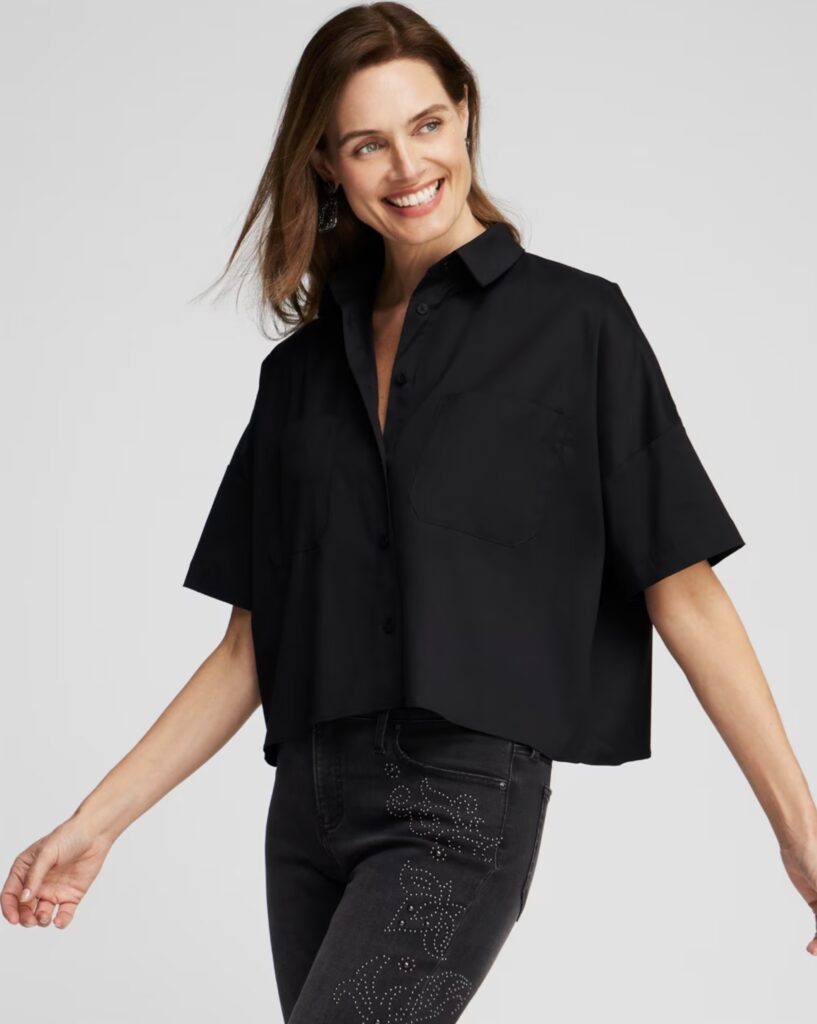 Chicos poplin cropped shirt black