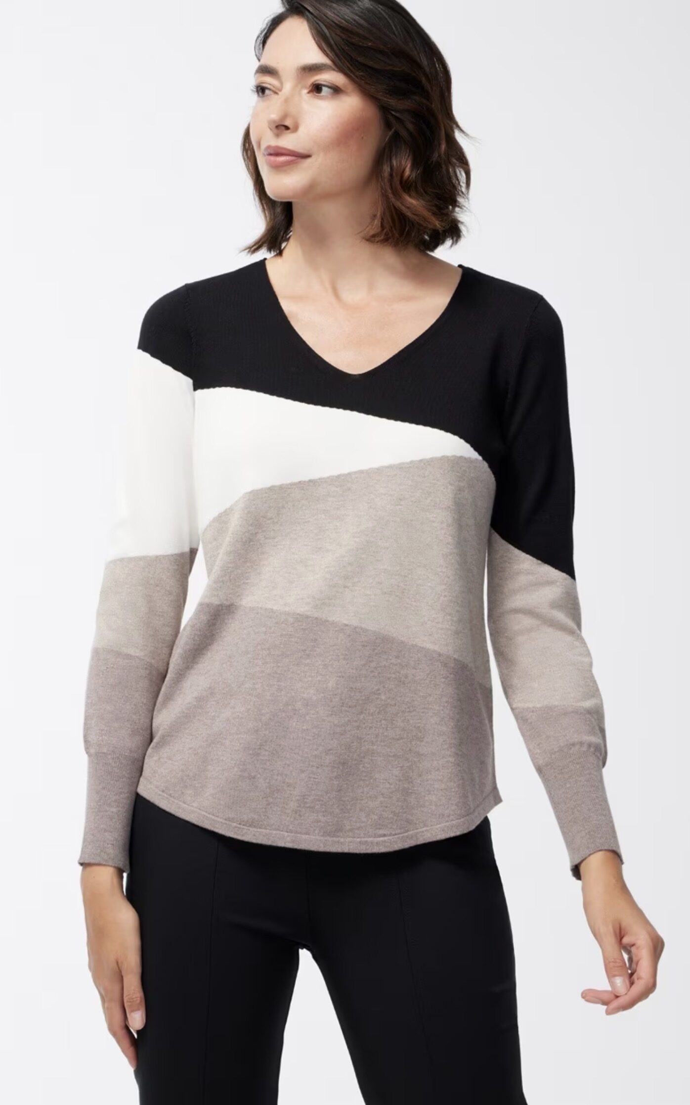Chicos spun rayon colorblock v neck sweater edited