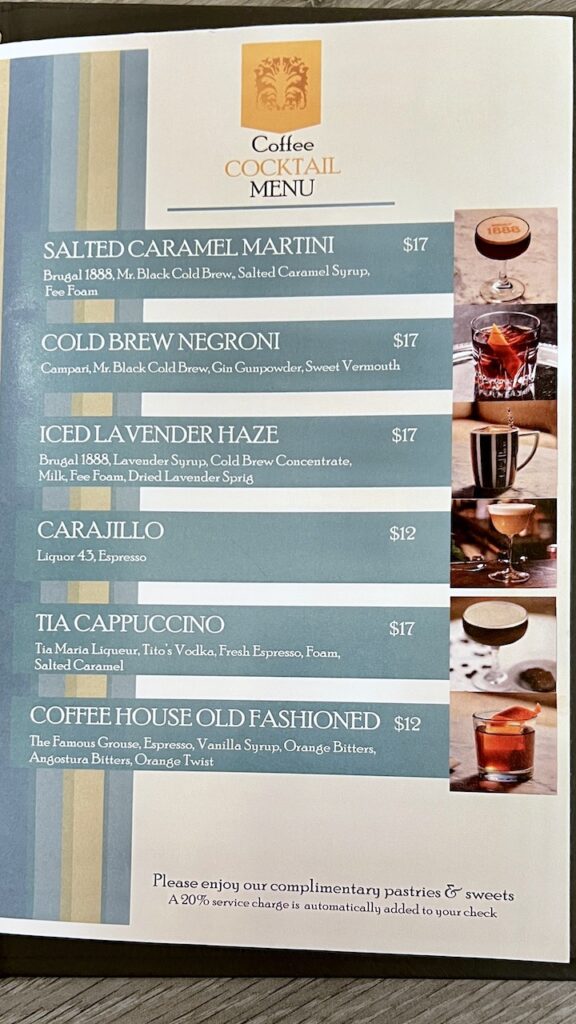 Cafe al Bacio menu spiked coffees