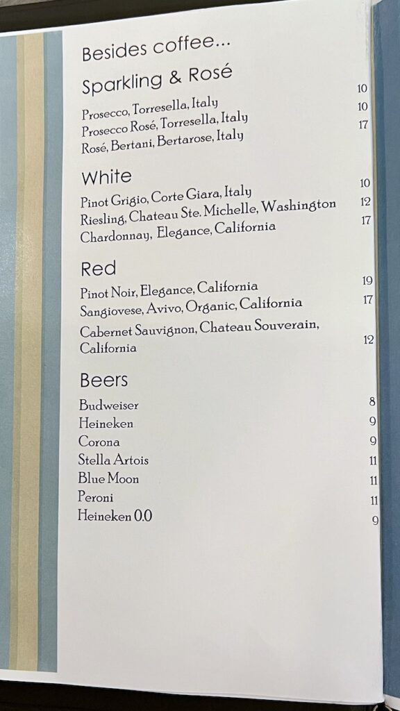 Cafe al Bacio wine and beer