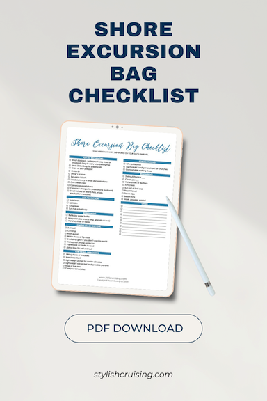 Pinterest Pin Shore Excursion Bag Checklist