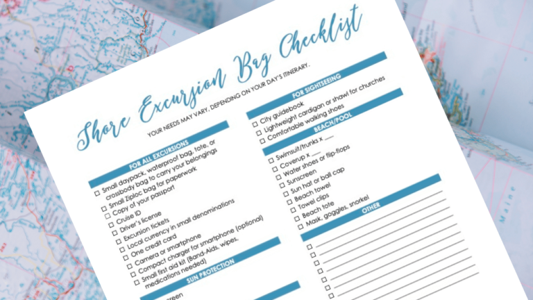 Shore Excursion Bag Checklist