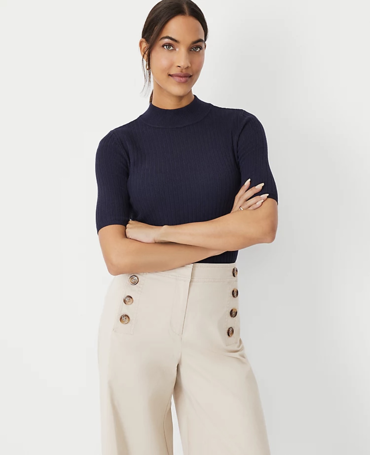 AT Ribbed Mock Neck Sweater Tee