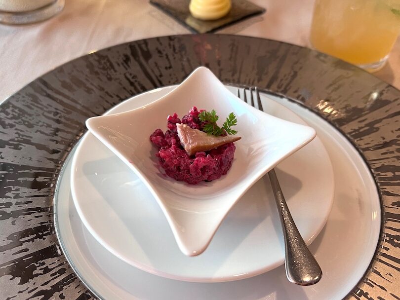Celebrity Equinox Luminae beet amuse bouche edited