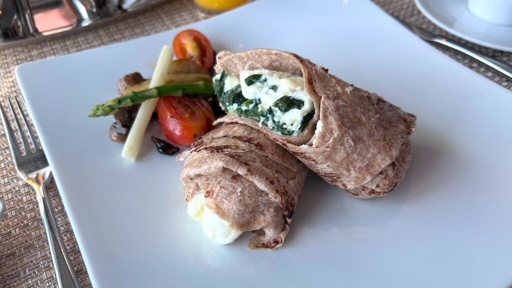 Celebrity Equinox Luminae spinach and egg white wrap