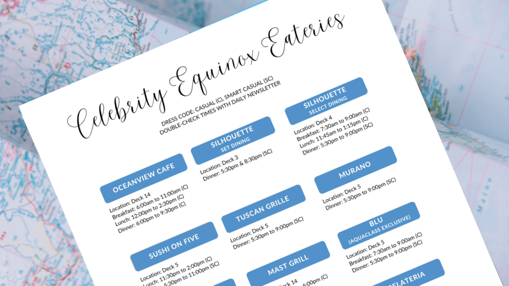 Celebrity Equinox Restaurant Guide updated image
