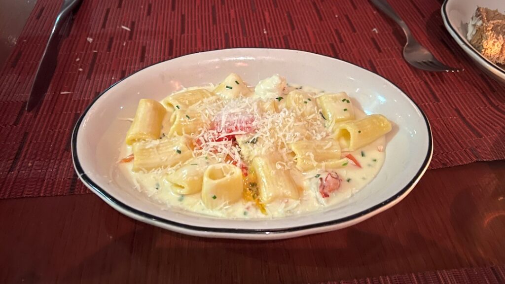 Equinox Tuscan Grille lobster rigatoni alfredo