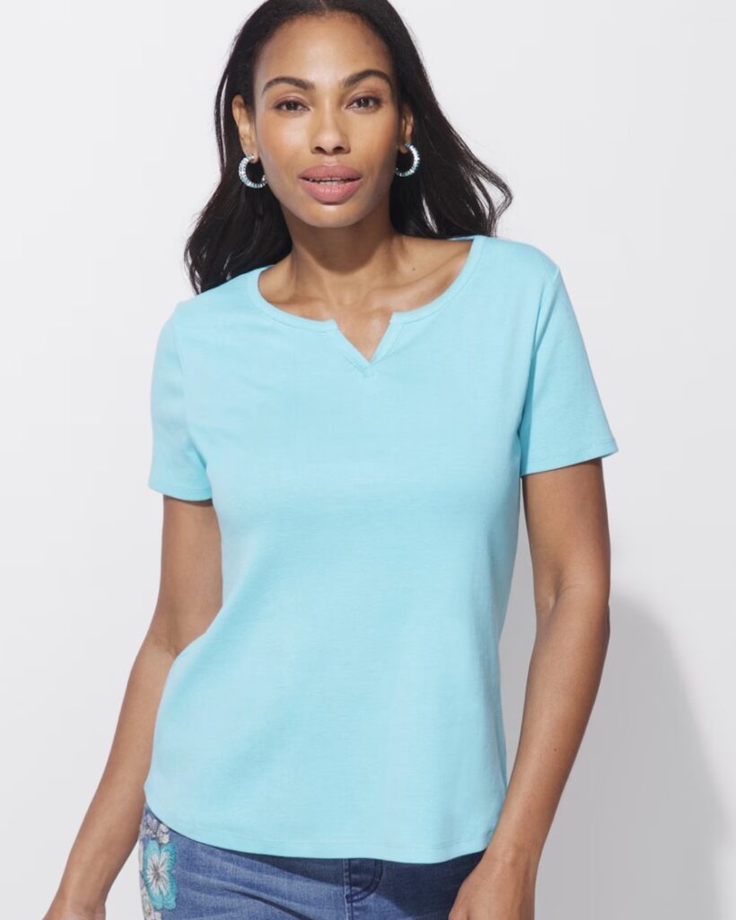 COTR solid split neck tee waterloo blue