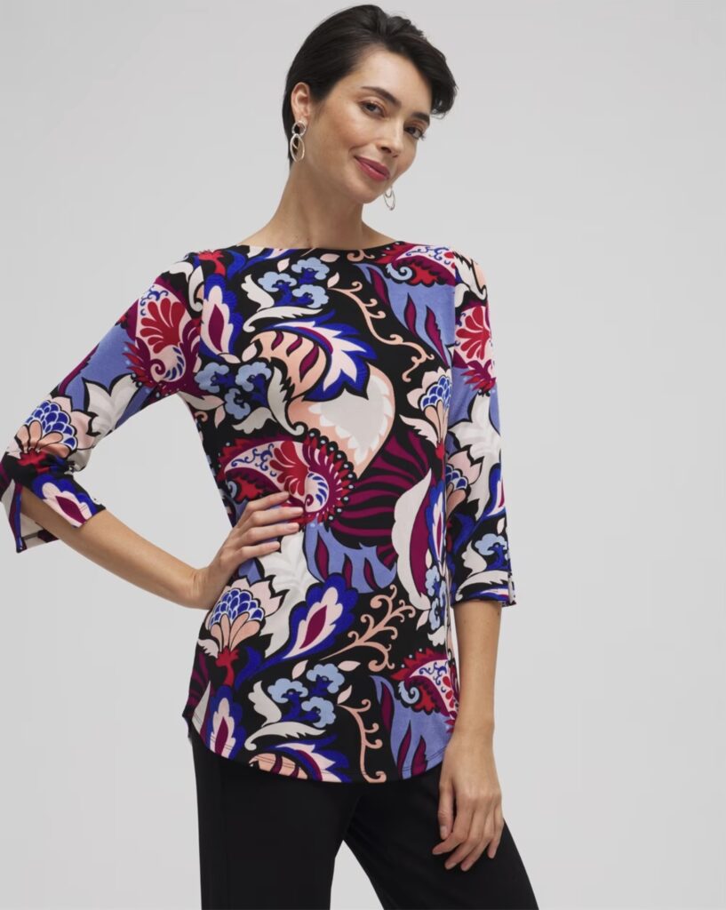 Chicos travelers paisley tunic fresh plum