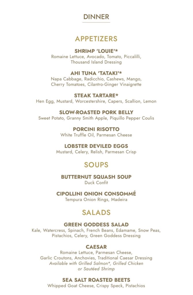 Haven Dinner Menu 1