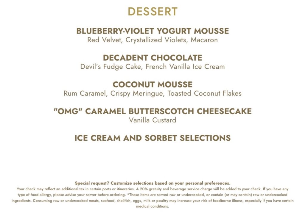 Haven Dinner Menu 3
