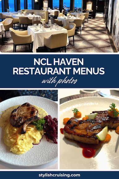 Pinterest pin for the post NCL Haven Restaurant Menus with Photos