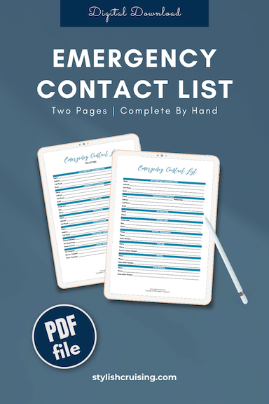 Pinterest Pin Cruise Emergency Contact List